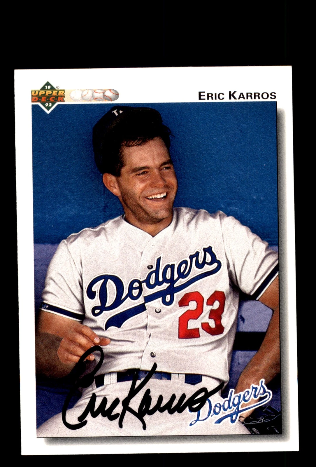 Signed Baseball Card Auto Eric Karros 1992 Upper Deck #534 Los Angeles Dodgers