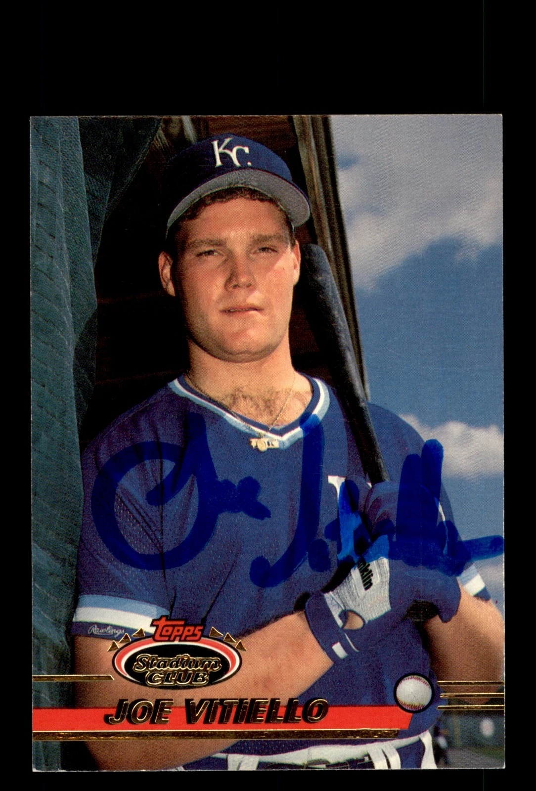 Signed Baseball Card Auto Joe Vitiello 1993 Stadium Club #570 Kansas City Royals