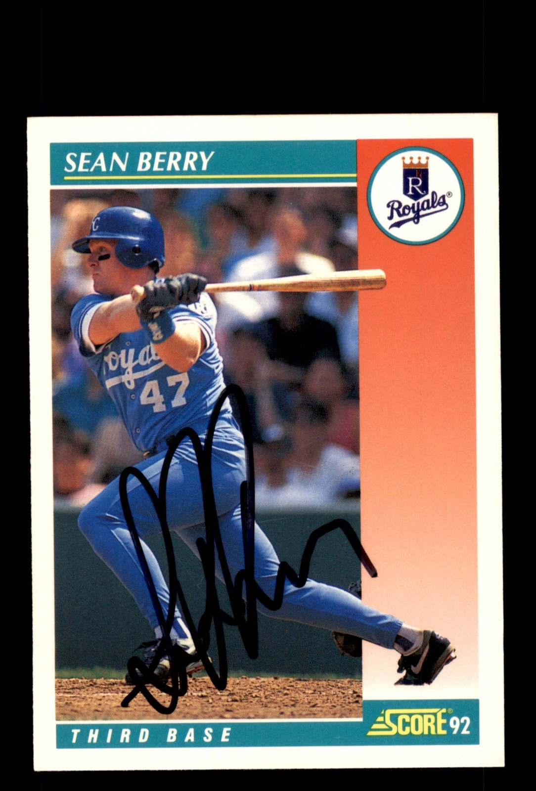 Signed Baseball Card Auto Sean Berry 1992 Score #678 Kansas City Royals