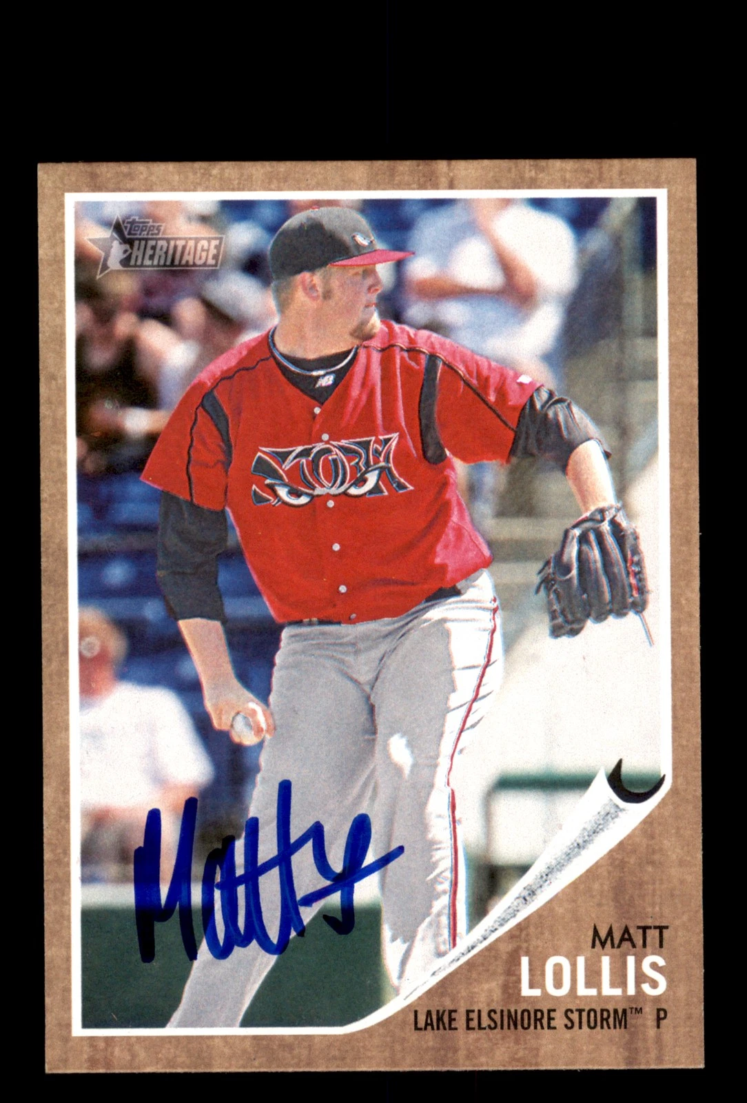 Signed Baseball Card Auto Matt Lollis 2011 Topps Heritage Minor League #159