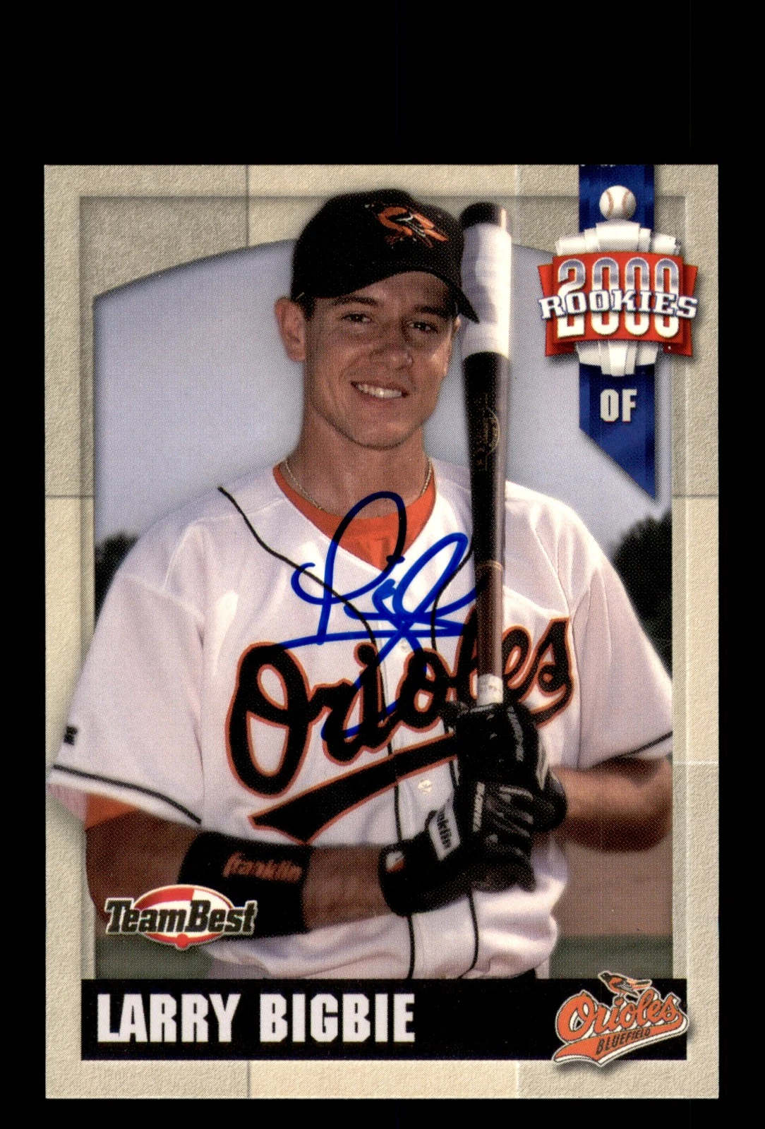Signed Baseball Card Auto Larry Bigbie 2000 Team Best Rookies #6 Orioles