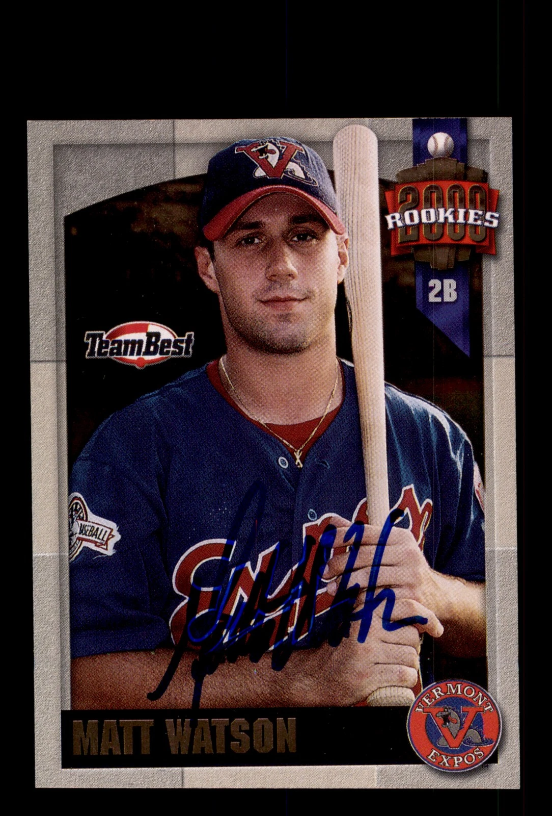 Signed Baseball Card Auto Matt Watson 2000 Team Best Rookies #94 Vermont Expos