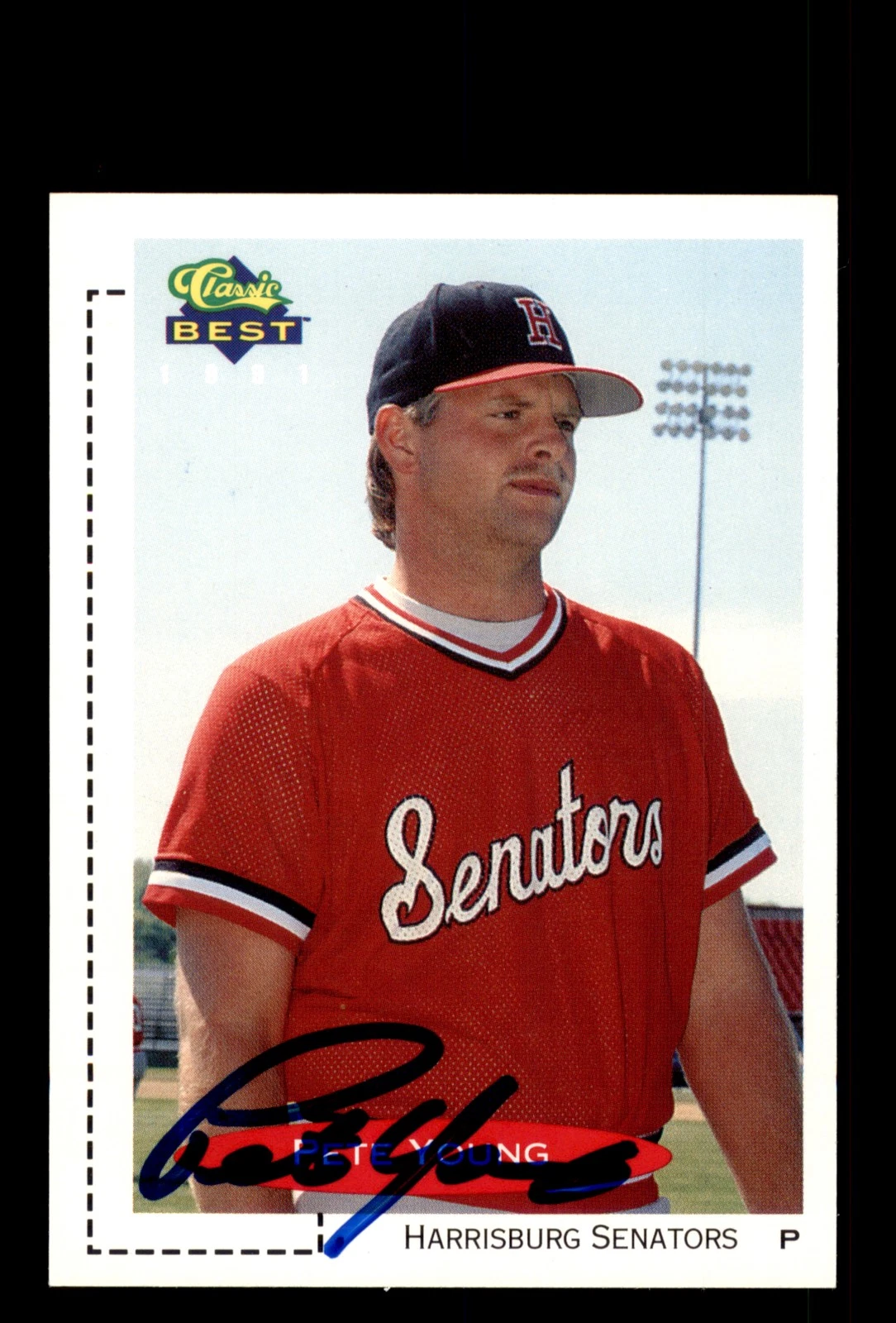 Signed Baseball Card Auto Pete Young 1991 Classic Best #189 Harrisburg Senators