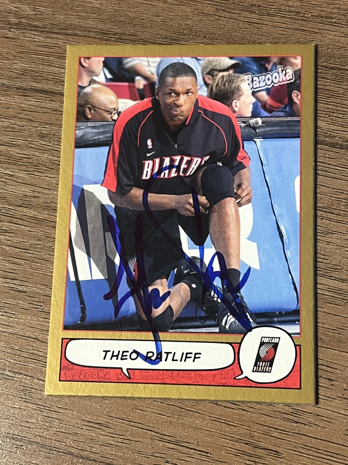 Signed Basketball Card Auto Theo Ratliff 2004-05 Bazooka Gold #39 Blazers