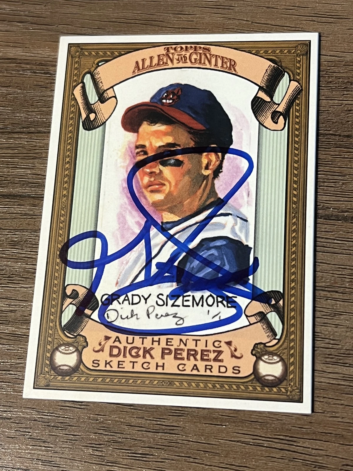 Signed Baseball Card Auto Grady Sizemore 2007 Topps Allen & Ginter #8 Indians