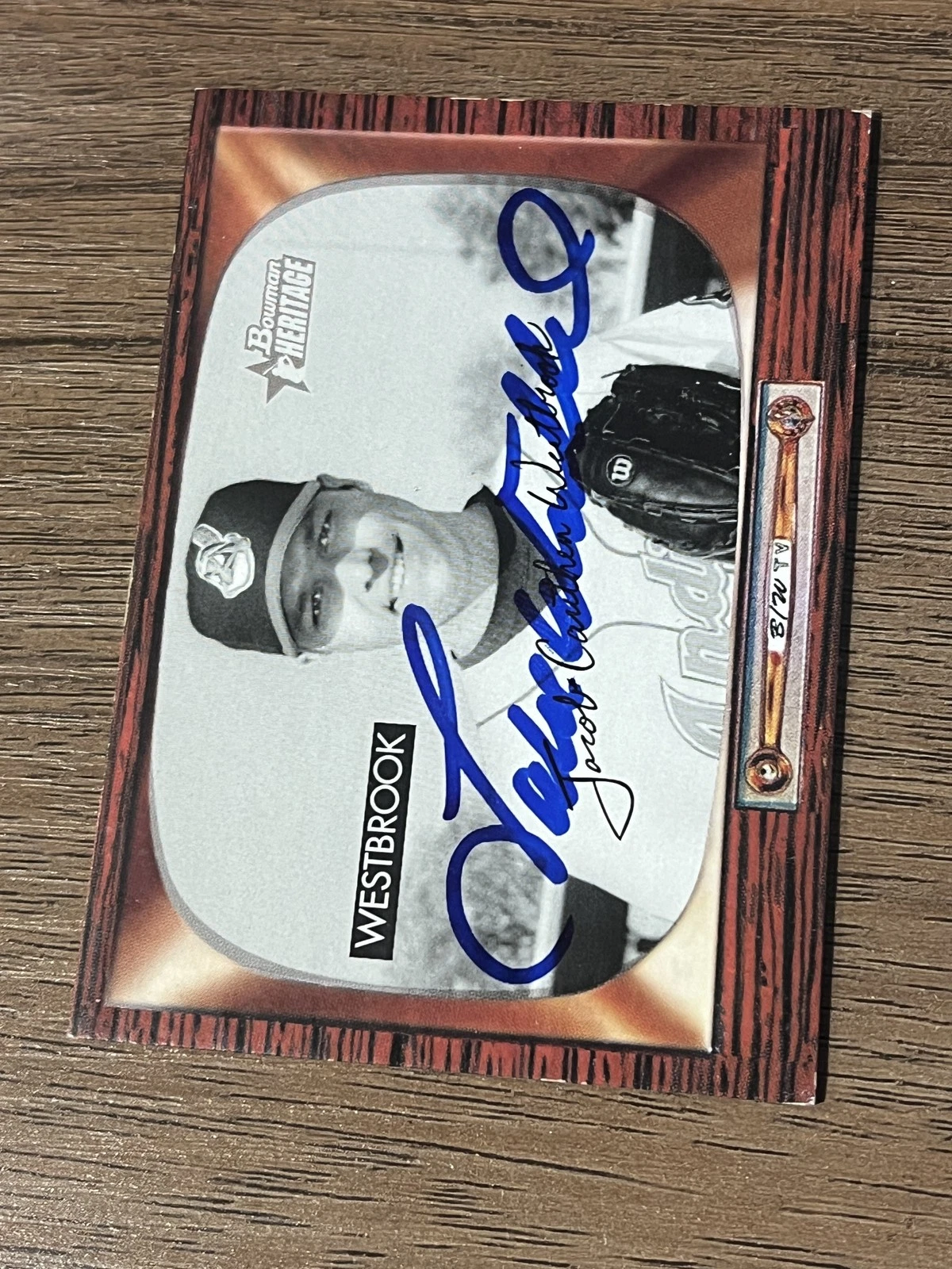 Signed Baseball Card Auto Jake Westbrook 2004 Bowman Heritage #188 Indians B&W