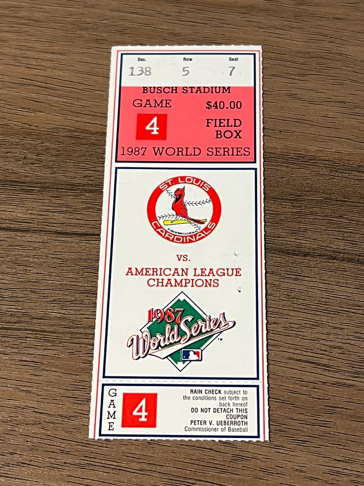 VTG Baseball Ticket MINNESOTA TWINS ST LOUIS CARDINALS GAME 4 WORLD SERIES