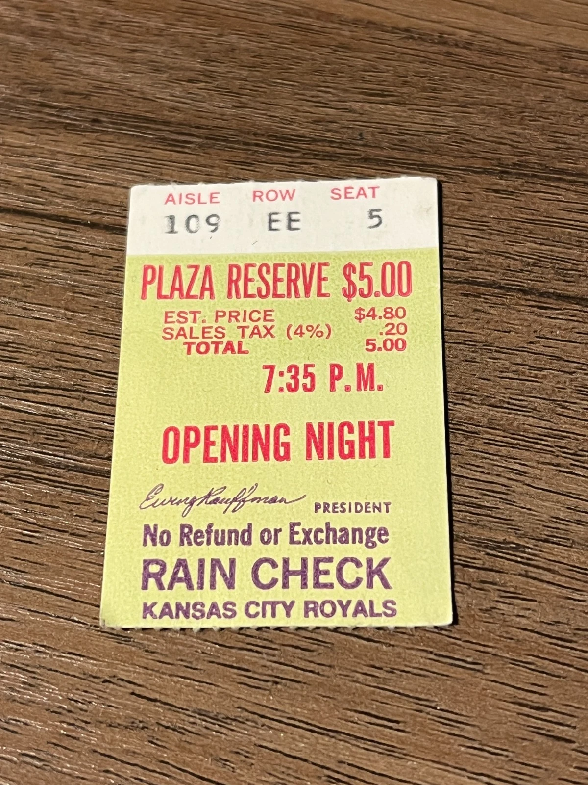 VTG Baseball Ticket Kansas City Royals 1979 OPENING DAY v. Toronto Blue Jays