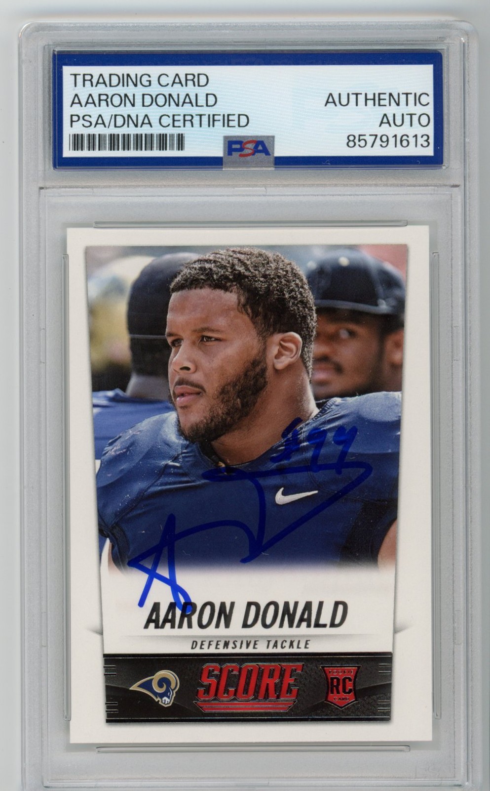 Signed Football Card Auto Aaron Donald 2014 Score #332 St. Louis Rams PSA/DNA