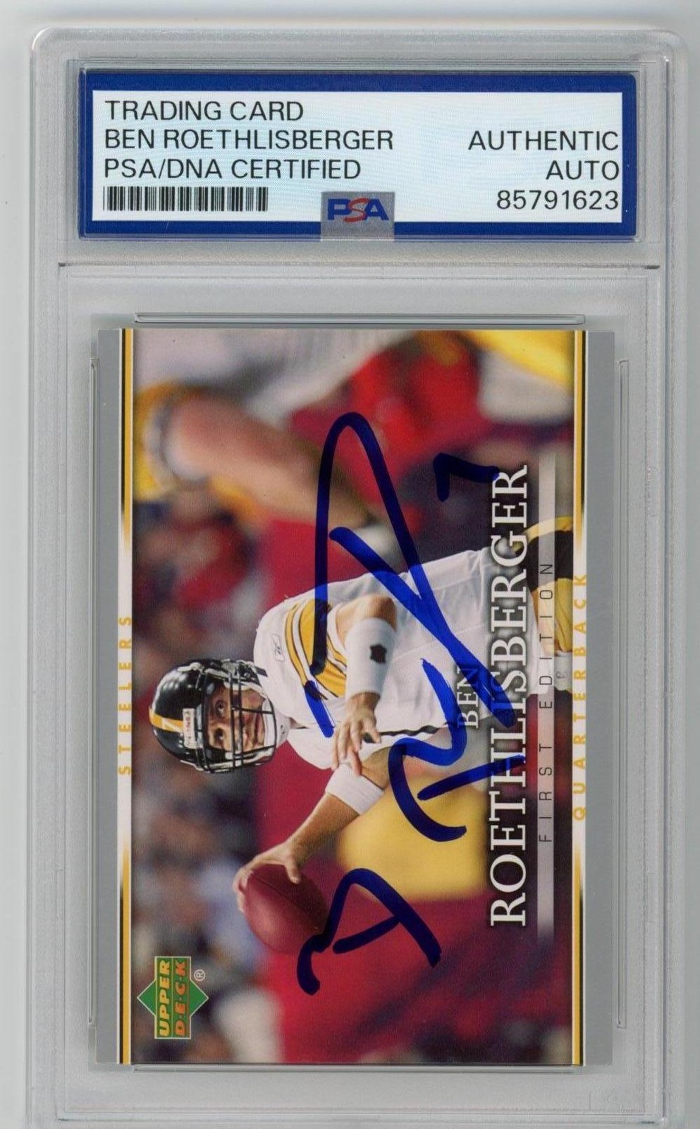 Signed Football Card Auto Ben Roethlisberger 2007 Upper Deck FE #76 PSA/DNA
