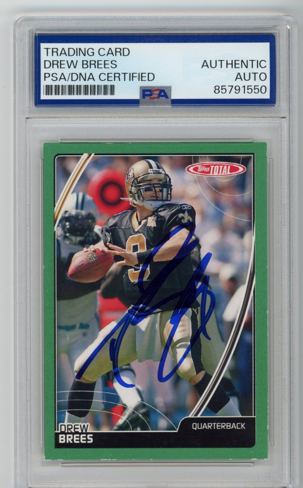 Signed Football Card Auto Drew Brees 2007 Topps Total #234 Saints PSA/DNA