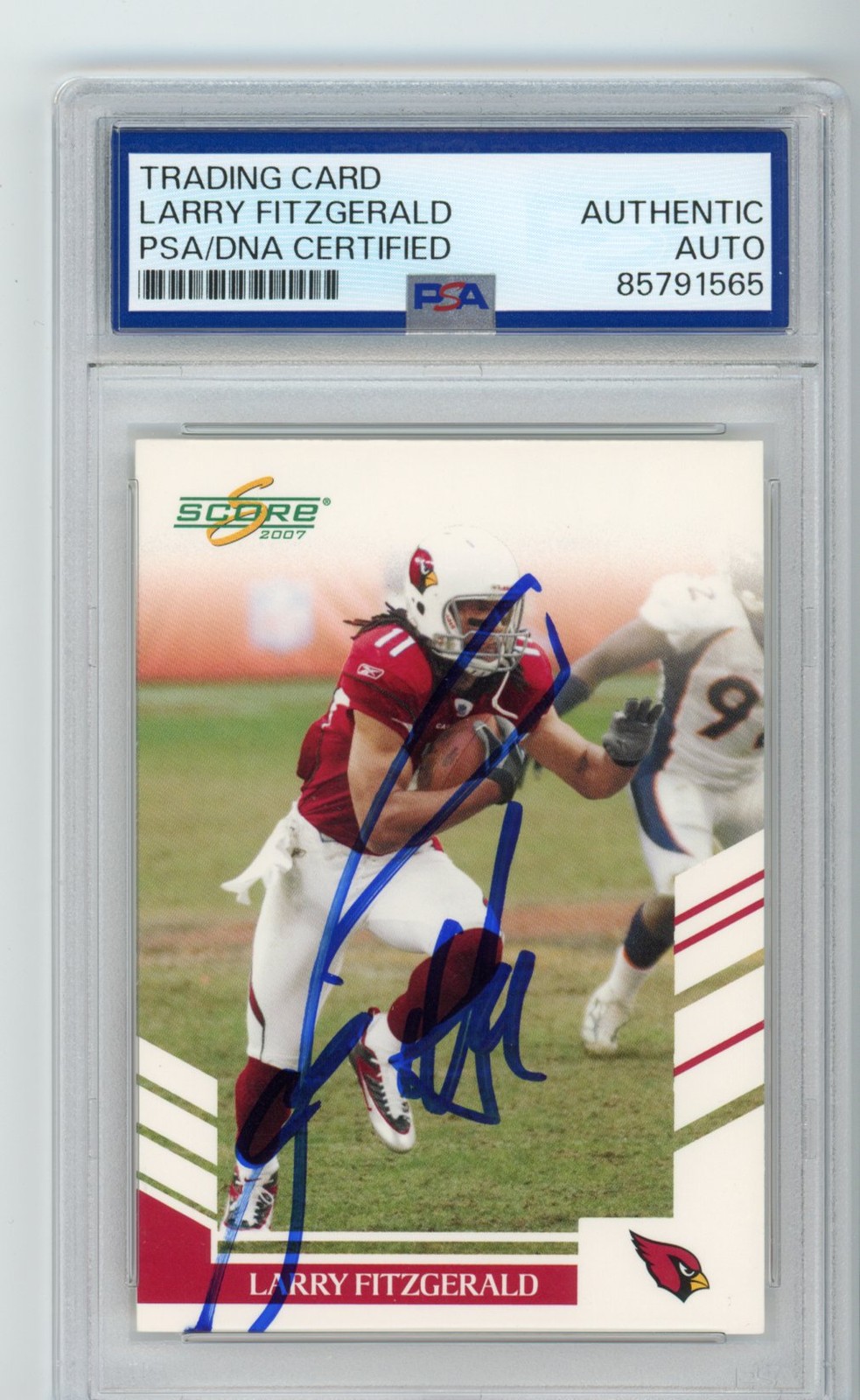 Signed Football Card Auto Larry Fitzgerald 2007 Score #107 Cardinals PSA/DNA