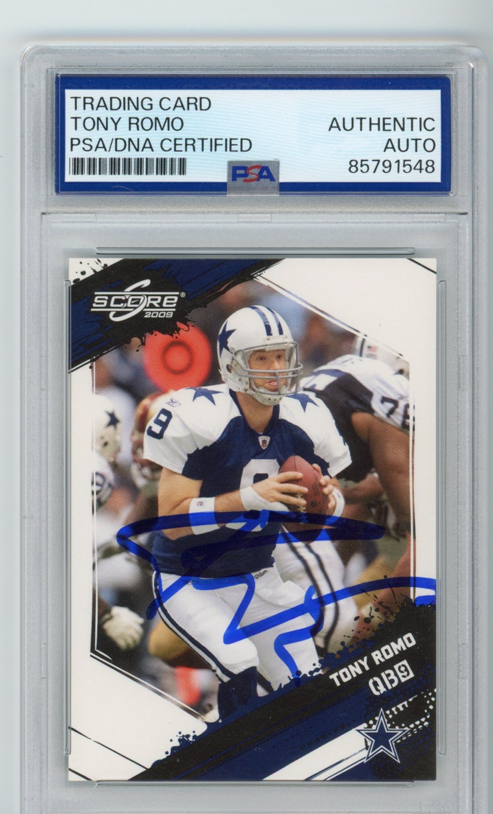 Signed Football Card Auto Tony Romo 2009 Score #83 Dallas Cowboys PSA/DNA