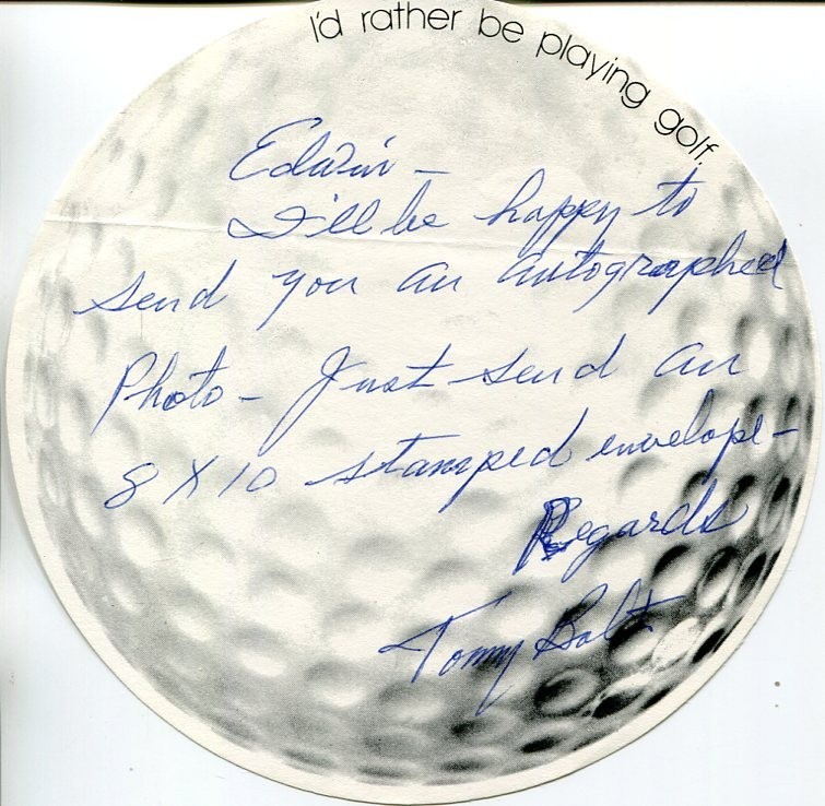 Tommy Bolt US Open Champ PGA Ryder Cup Champ HOF Signed Autograph