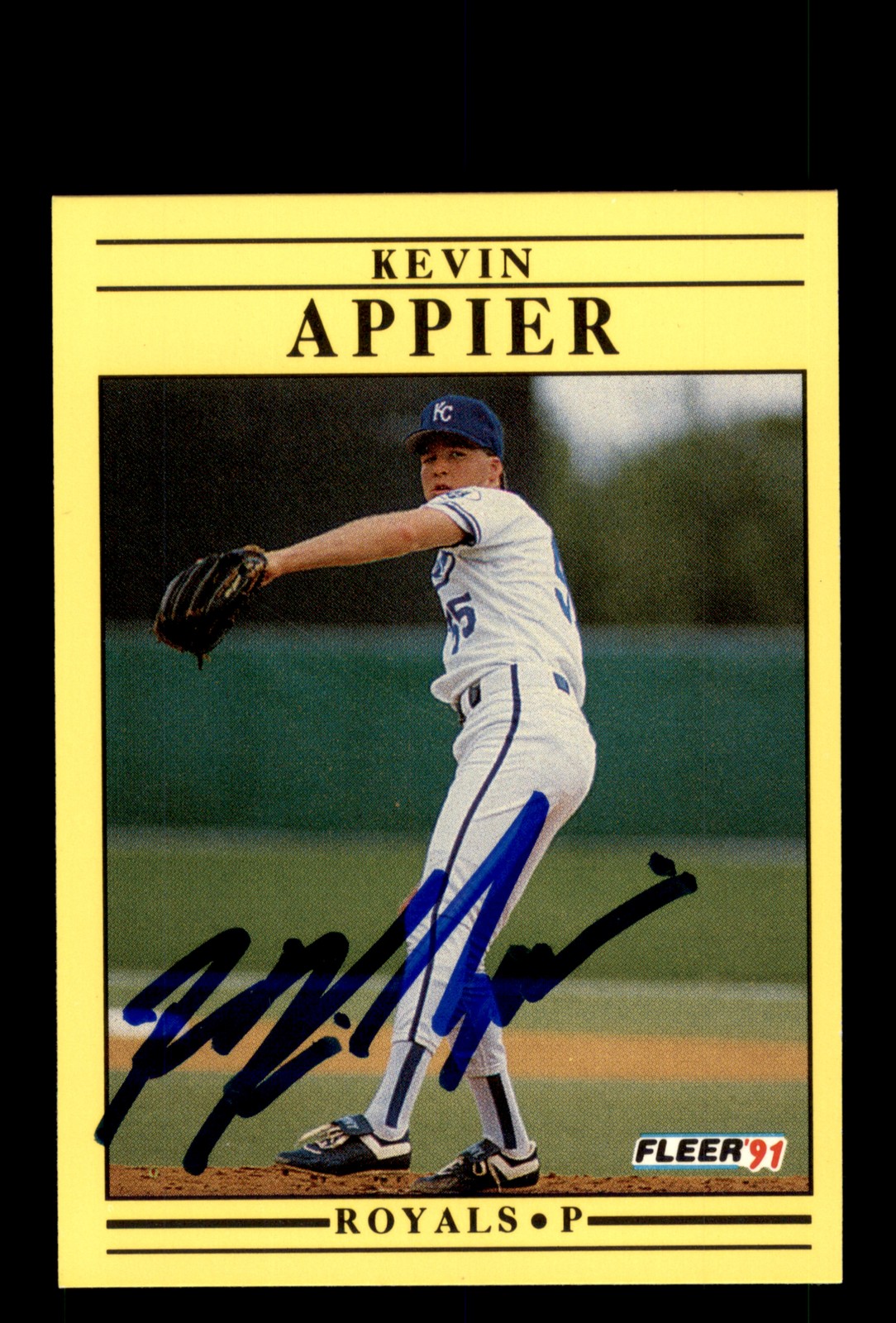 Signed Baseball Card Auto Kevin Appier 1991 Fleer #549 Kansas City Royals