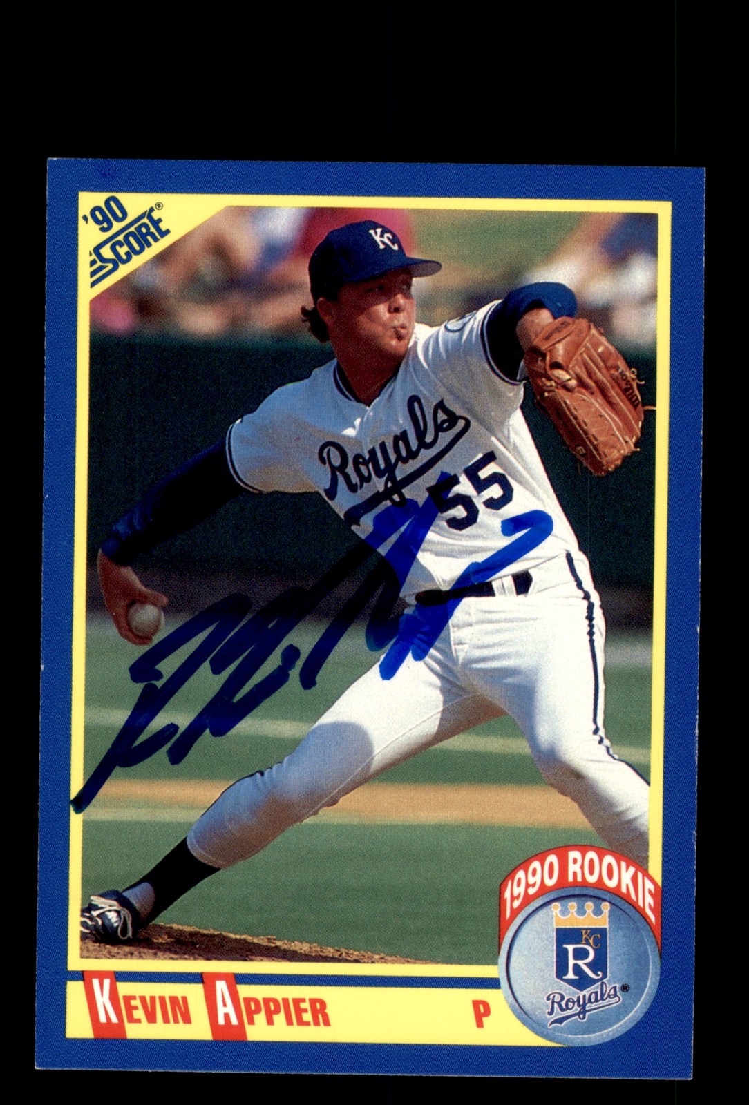 Signed Baseball Card Auto Kevin Appier 1990 Score #625 Kansas City Royals