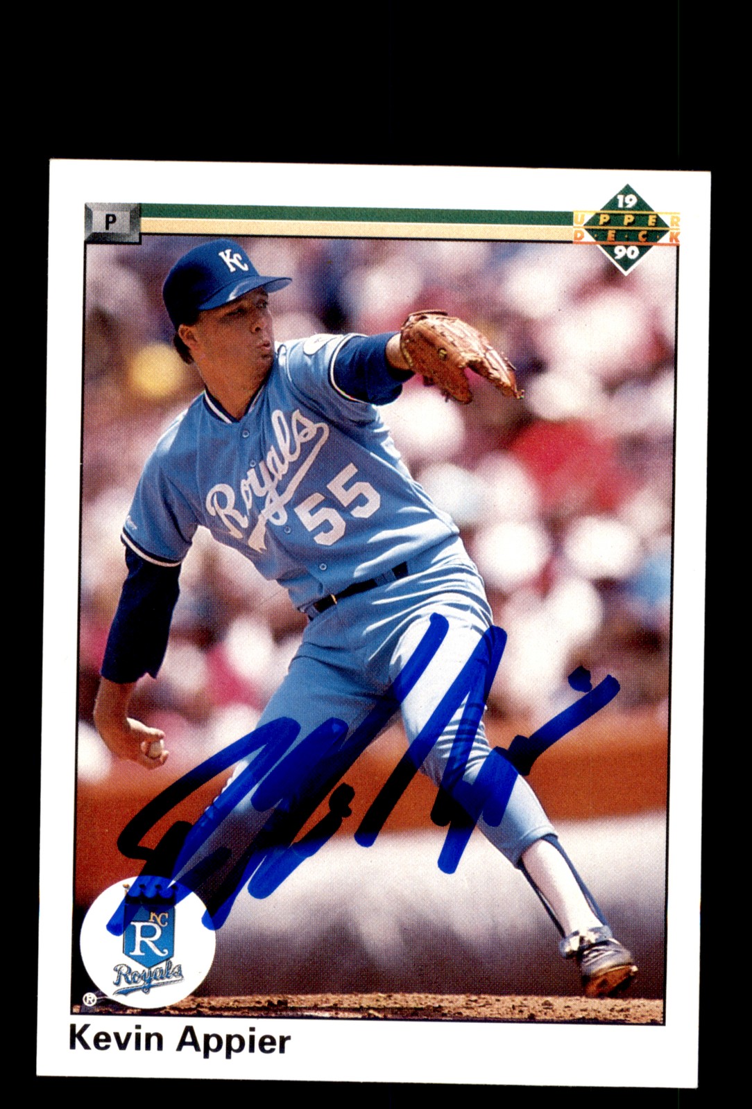Signed Baseball Card Auto Kevin Appier 1990 Upper Deck #102a Kansas City Royals