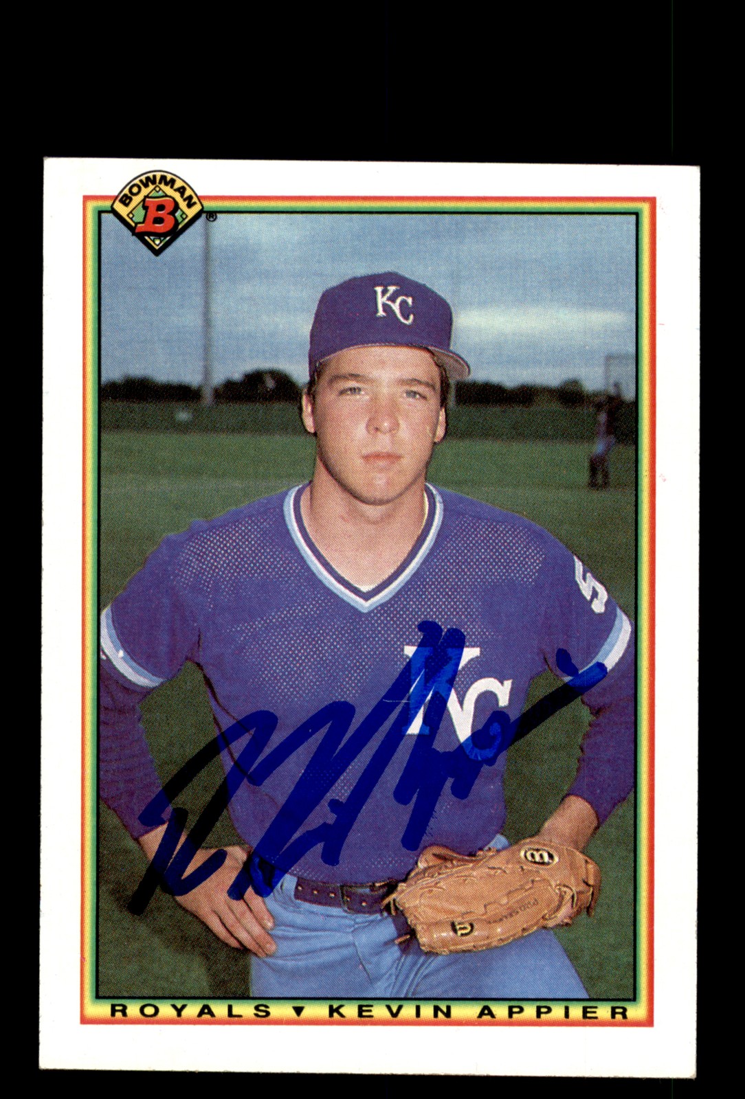 Signed Baseball Card Auto Kevin Appier 1990 Bowman #367 Kansas City Royals