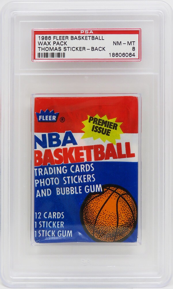 1986 Fleer Basketball Wax Pack PSA 8 (Isiah Thomas Sticker On Back) (Jordan RC?)