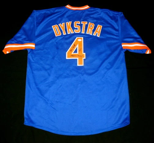LENNY DYKSTRA AUTOGRAPHED JERSEY (NEW YORK METS) W/ PROOF - JSA COA!