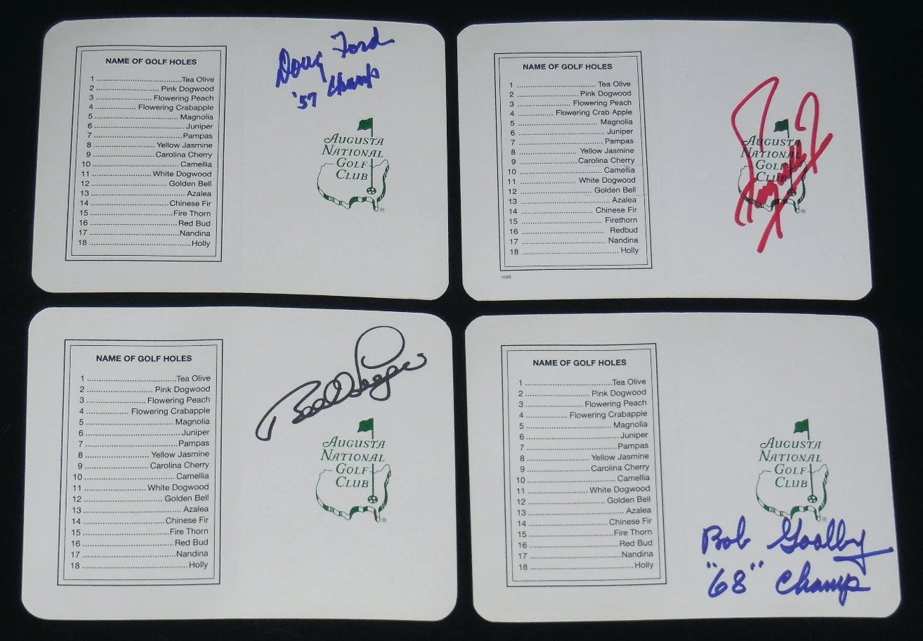 (4) AUTOGRAPHED AUGUSTA MASTERS SCORECARDS - Goalby, Ford, Zoeller, & Langer!