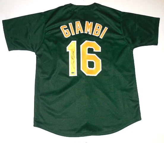 JASON GIAMBI AUTOGRAPHED JERSEY (ATHLETICS) W/ PROOF - LEAF COA!