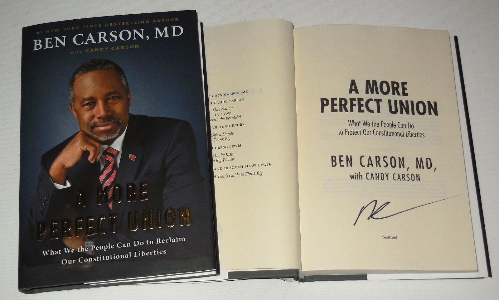 DR. BEN CARSON AUTOGRAPHED A MORE PERFECT UNION BOOK W/ PROOF! - 2016 PRESIDENT?