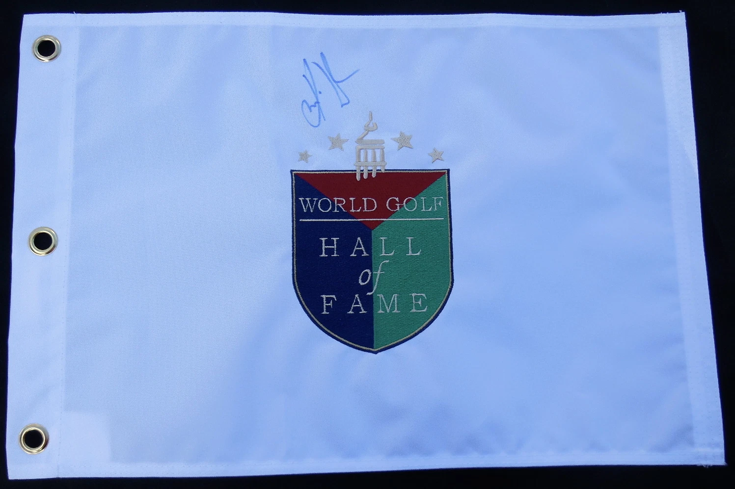 KARRIE WEBB AUTOGRAPHED HALL OF FAME GOLF FLAG (W/ PROOF!) LPGA