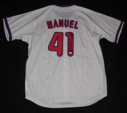 CHARLIE MANUEL AUTOGRAPHED JERSEY (PHILLIES) W/ PROOF - JSA COA!