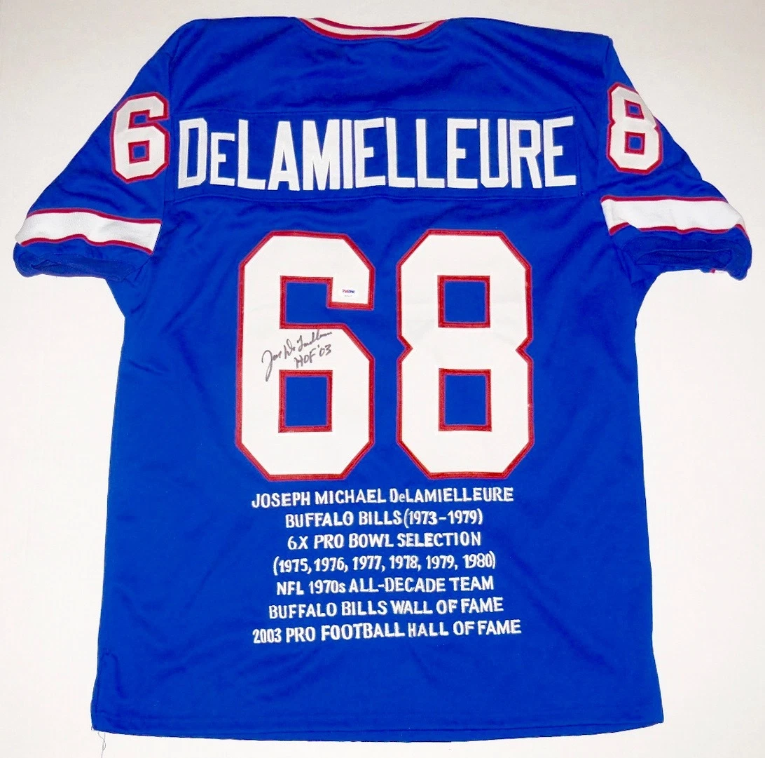 JOE DELAMIELLEURE AUTOGRAPHED STAT JERSEY (BILLS) W/ PROOF! - PSA DNA!