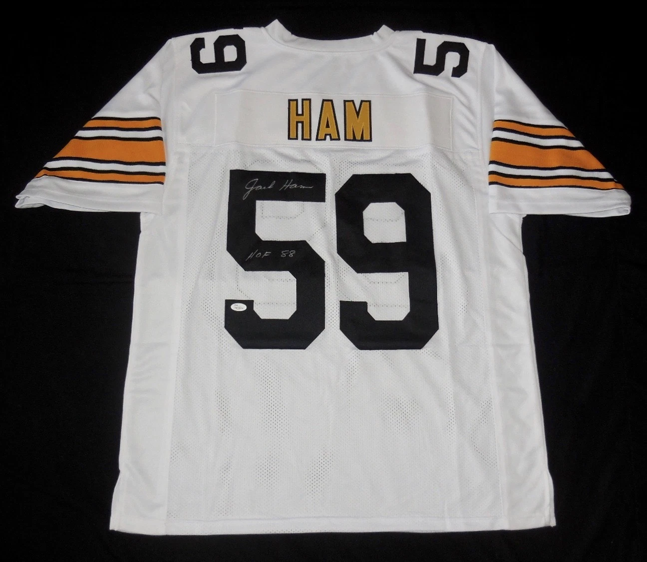 JACK HAM AUTOGRAPHED CUSTOM JERSEY (PITTSBURGH STEELERS) - JSA COA!