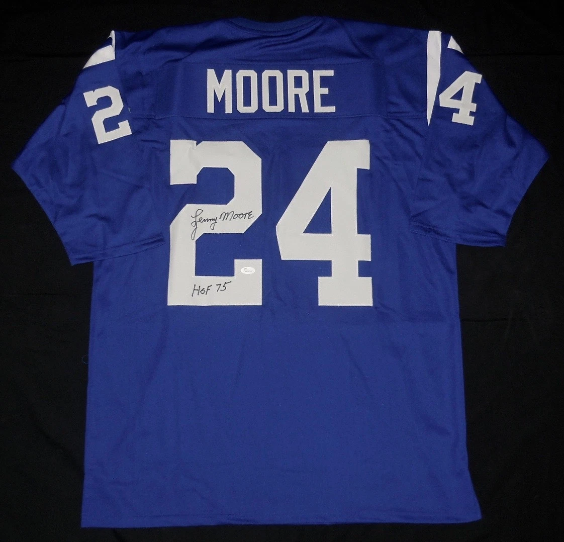 LENNY MOORE AUTOGRAPHED CUSTOM JERSEY (COLTS HOF) - JSA COA!