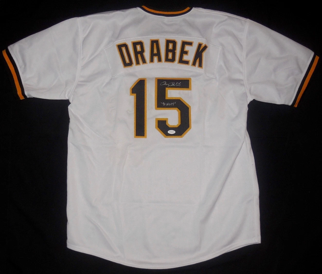 DOUG DRABEK AUTOGRAPHED CUSTOM JERSEY (PIRATES) - TSE COA!