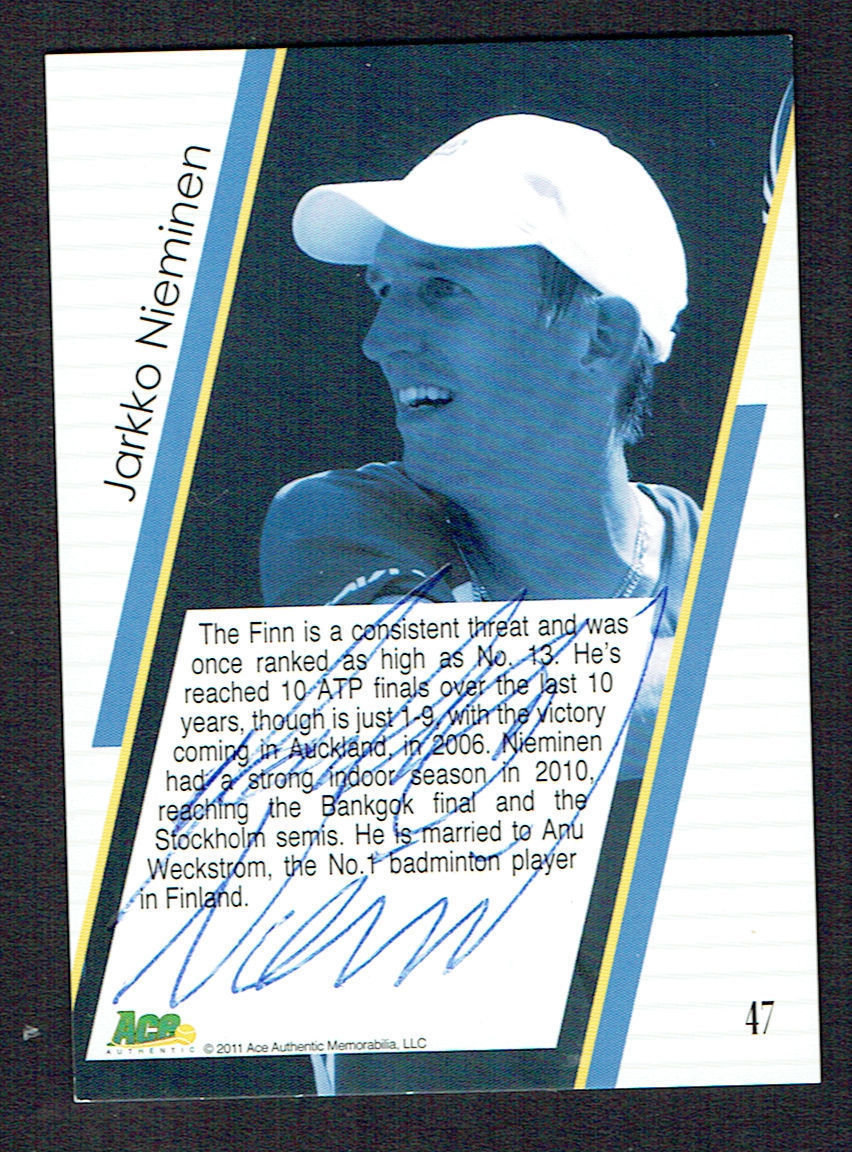 Jarkko Nieminen #47 signed autograph auto 2011 Ace Authentic Tennis Trading Card