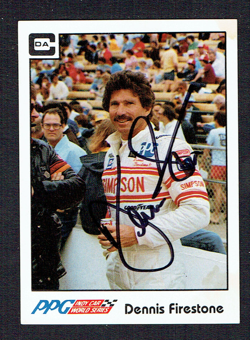 Dennis Firestone #19 signed autograph auto 1984 A&S Racing PPG Indy Trading Card