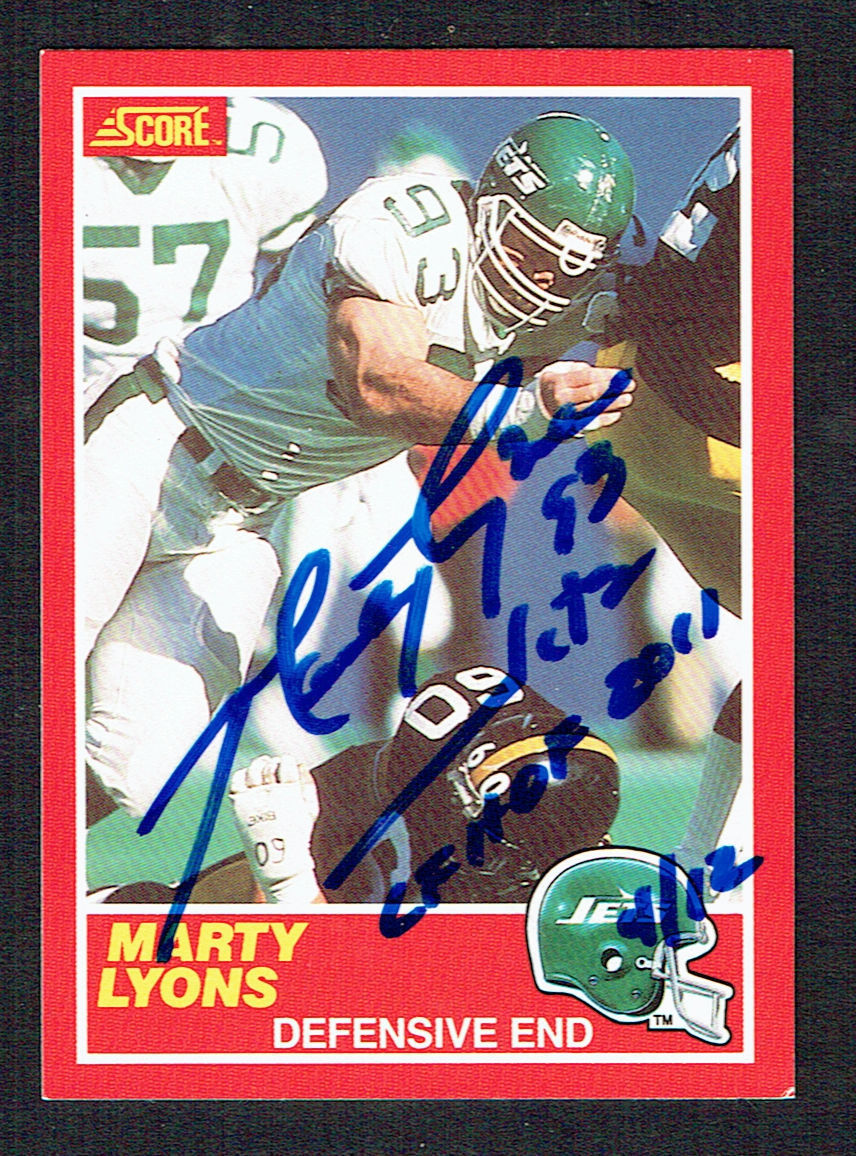 Marty Lyons #160 signed autograph auto 1989 Score Football Trading Card