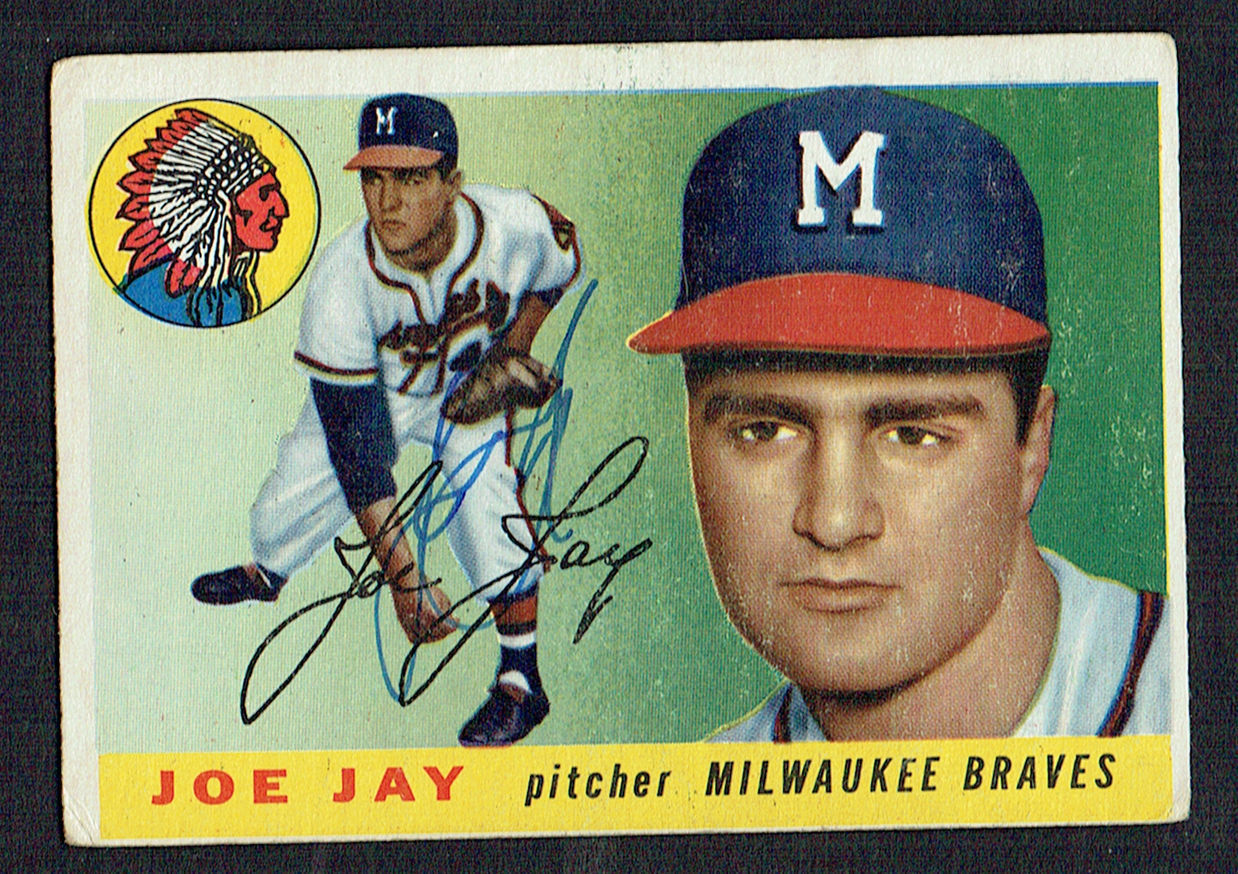 Joe Jay #134 signed autograph auto 1955 Topps Baseball Trading Card
