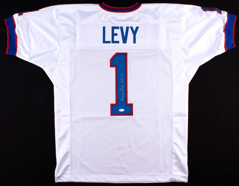 MARV LEVY AUTOGRAPHED CUSTOM JERSEY (BUFFALO BILLS HOF) - JSA COA!