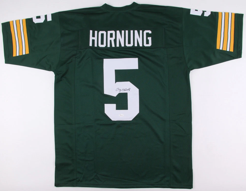 PAUL HORNUNG AUTOGRAPHED CUSTOM JERSEY (GREEN BAY PACKERS) - JSA COA!