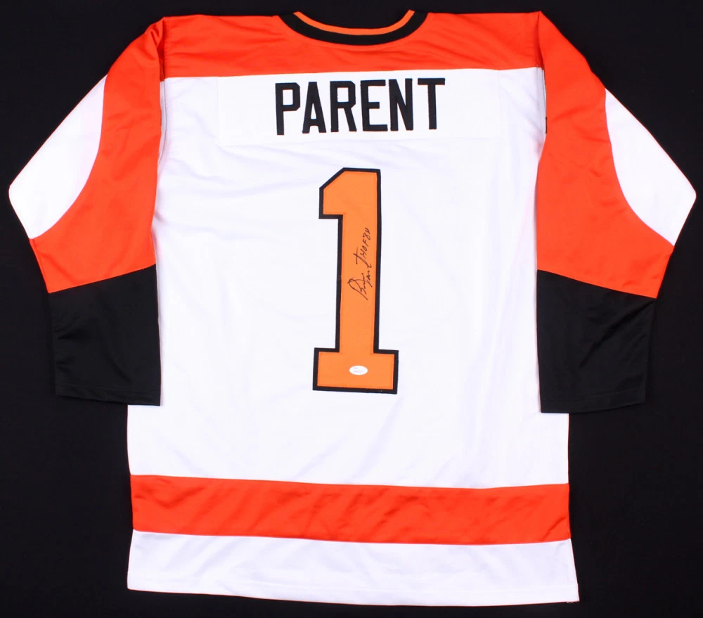 BERNIE PARENT AUTOGRAPHED CUSTOM JERSEY (PHILADELPHIA FLYERS) - JSA COA!