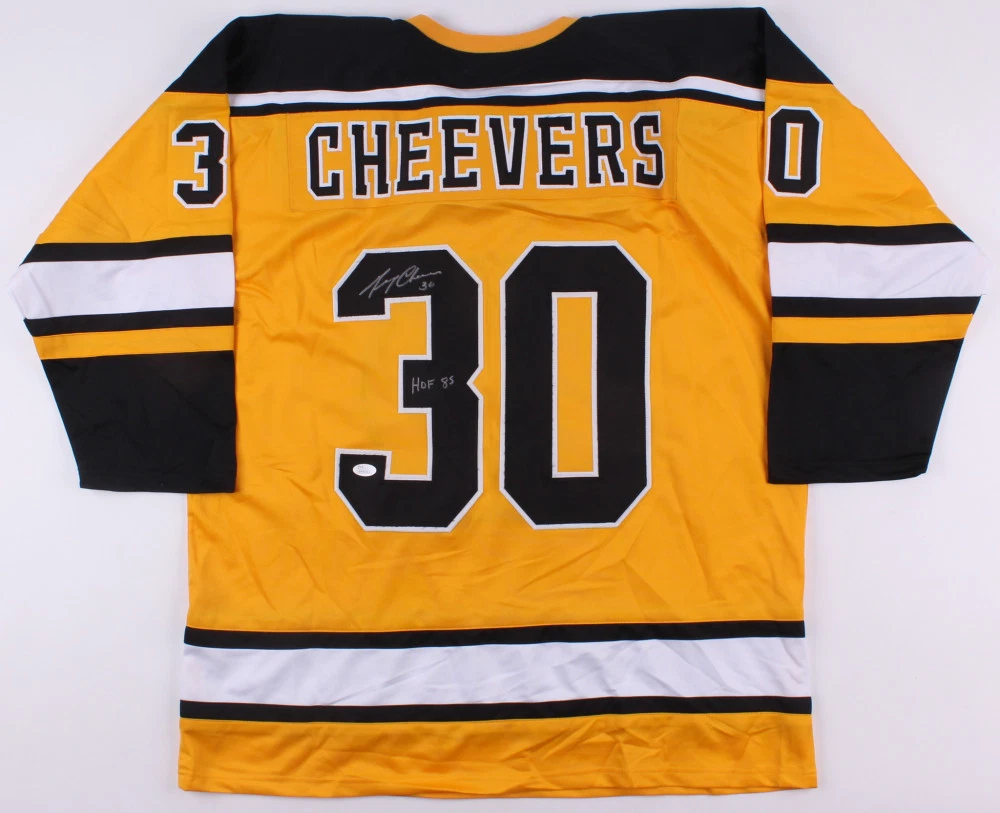GERRY CHEEVERS AUTOGRAPHED CUSTOM JERSEY (BOSTON BRUINS) - JSA COA!