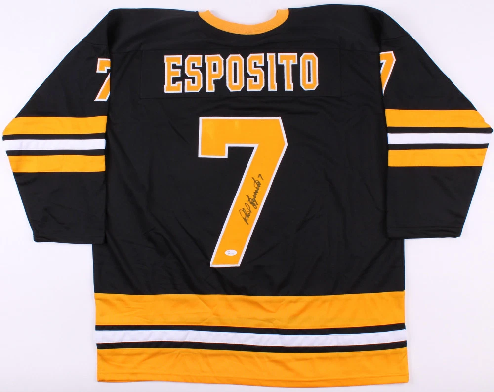 PHIL ESPOSITO AUTOGRAPHED CUSTOM JERSEY (BOSTON BRUINS) - JSA COA!