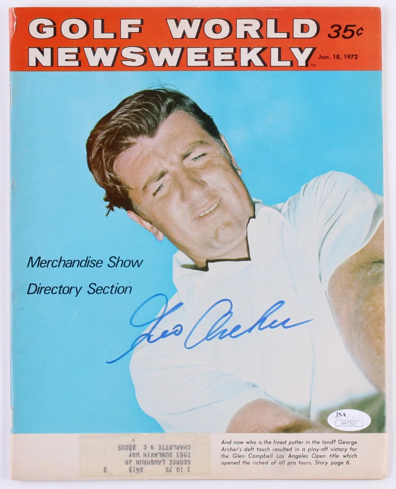 GEORGE ARCHER AUTOGRAPHED 1972 GOLF WORLD MAGAZINE COVER (PGA) - JSA COA!