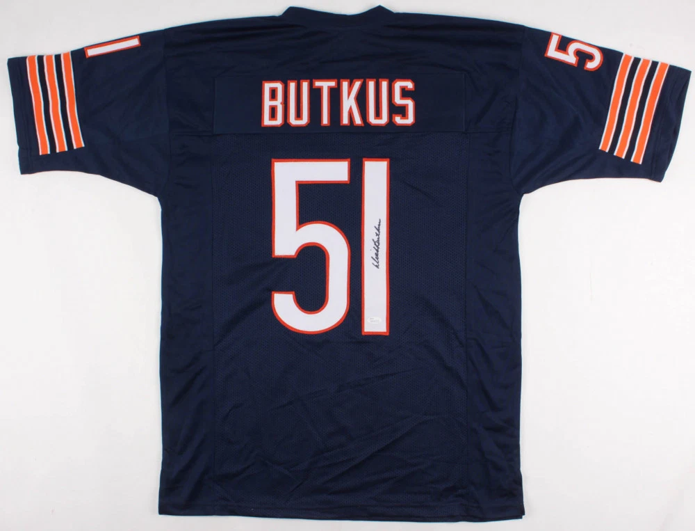 DICK BUTKUS AUTOGRAPHED CUSTOM JERSEY (CHICAGO BEARS) - JSA COA!