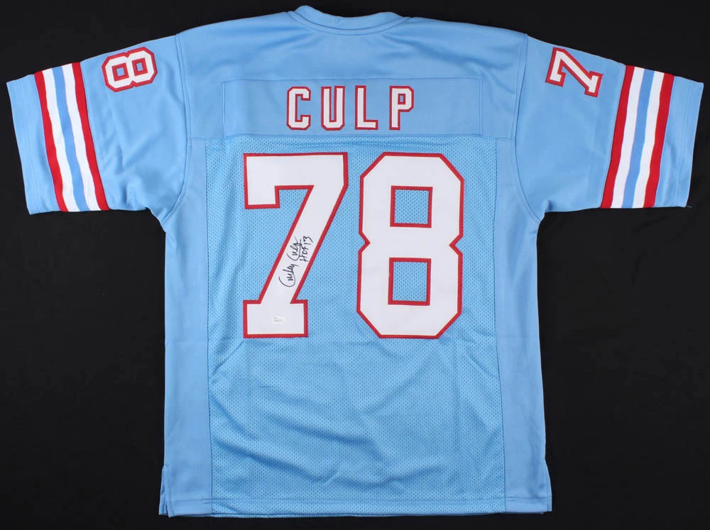 CURLEY CULP AUTOGRAPHED CUSTOM JERSEY (HOUSTON OILERS) - JSA COA!