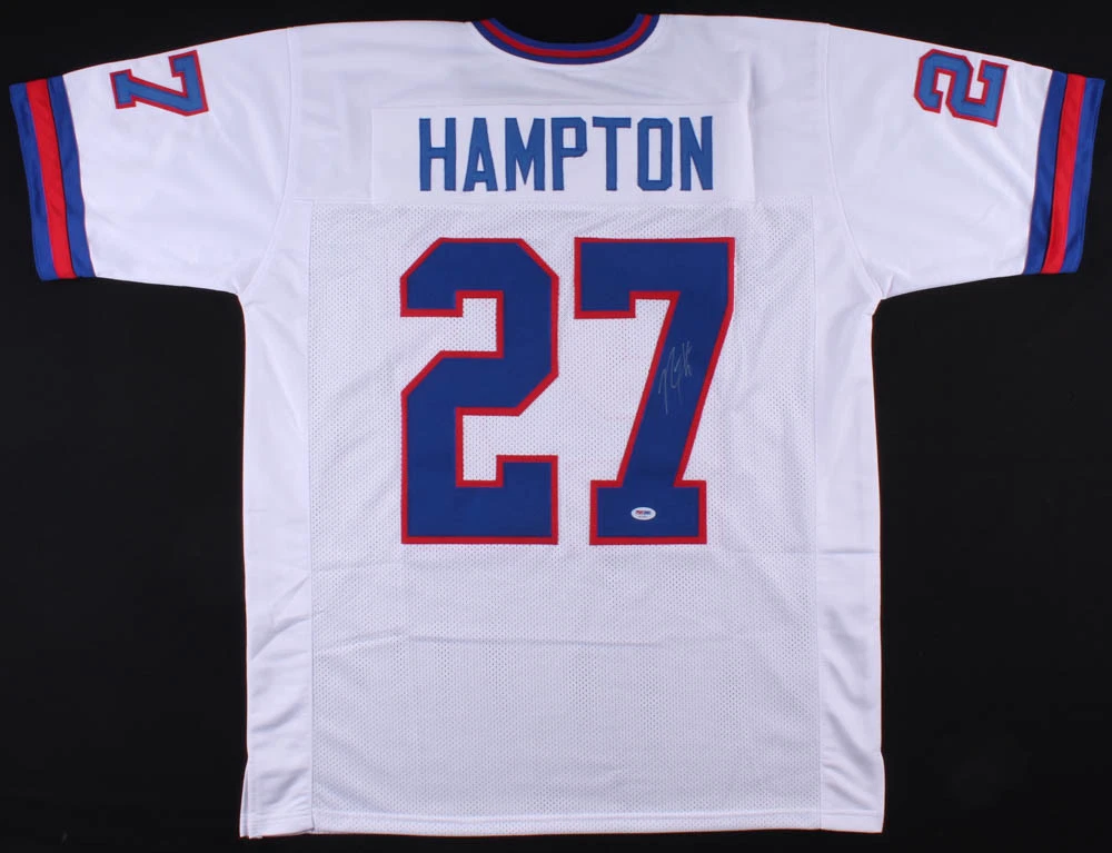 RODNEY HAMPTON AUTOGRAPHED CUSTOM JERSEY (NEW YORK GIANTS) - PSA DNA!