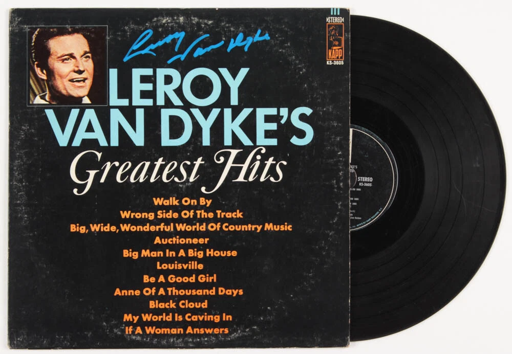 LEROY VAN DYKE AUTOGRAPHED VINYL ALBUM COVER (GREATEST HITS) - BECKETT COA!