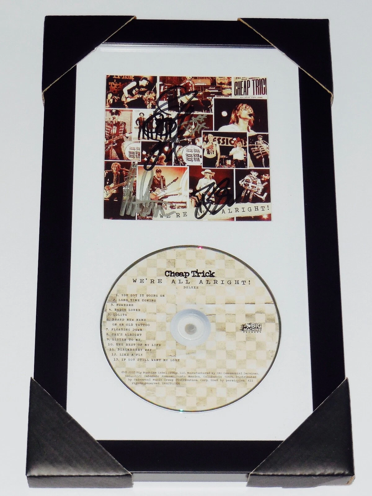 CHEAP TRICK AUTOGRAPHED WE'RE ALL ALRIGHT CD COVER (FRAMED & MATTED) - W/ COA!