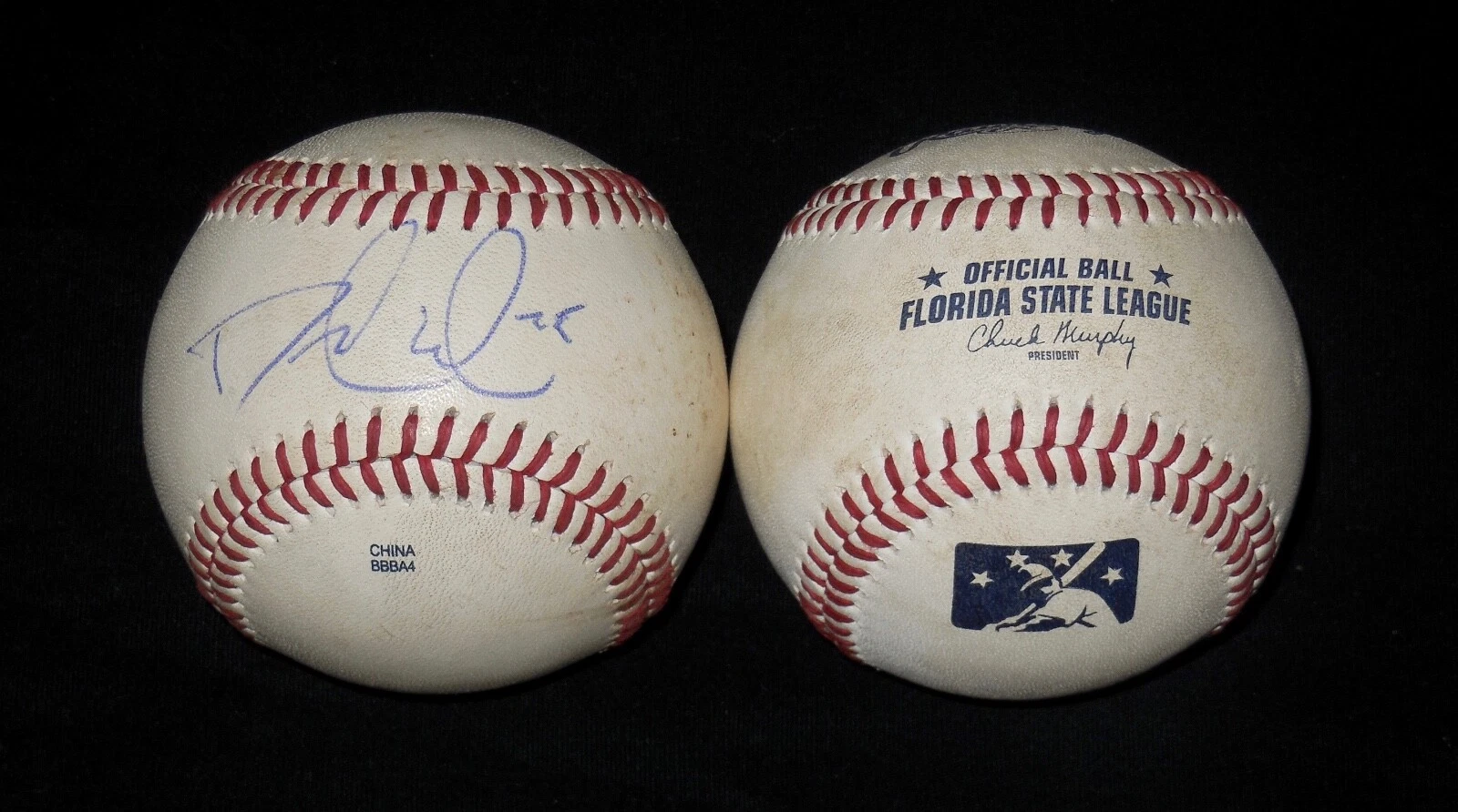 DANTE BICHETTE JR AUTOGRAPHED GAME USED FSL BASEBALL (YANKEES) W/ COA!