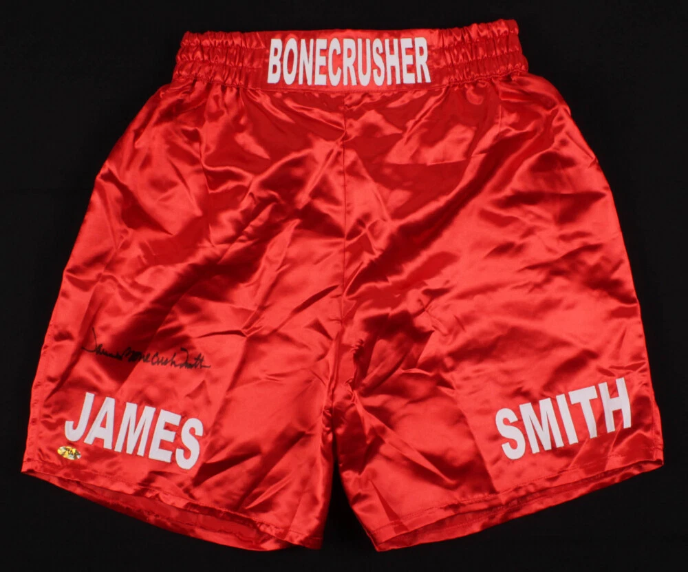 JAMES SMITH AUTOGRAPHED BOXING TRUNKS (BONECRUSHER) - MAB HOLOGRAM!